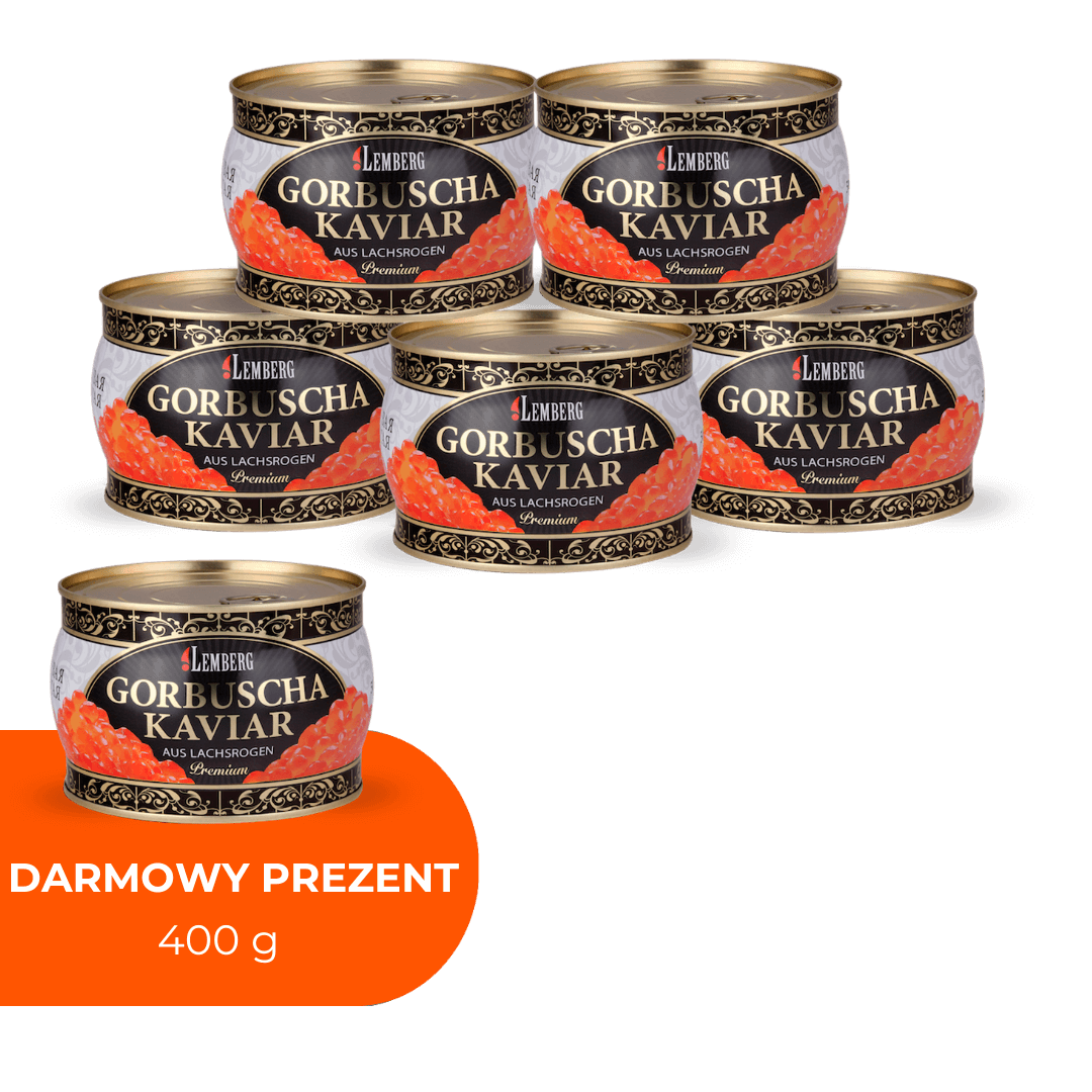 Kawior z ikry łososia gorbusza, PREMIUM, 5+1 x 400g